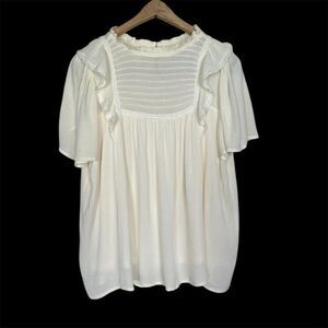 Pologram Cream Boho Ruffle Blouse Large NWOT